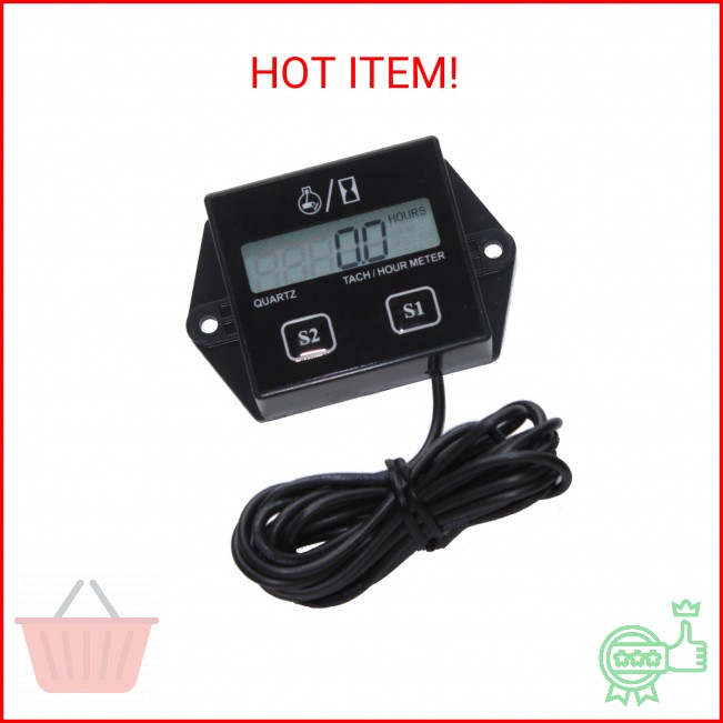 Tachometer for Small Engine,Inductive Hour Meter for 2 Stroke & 4 Stroke Small E
