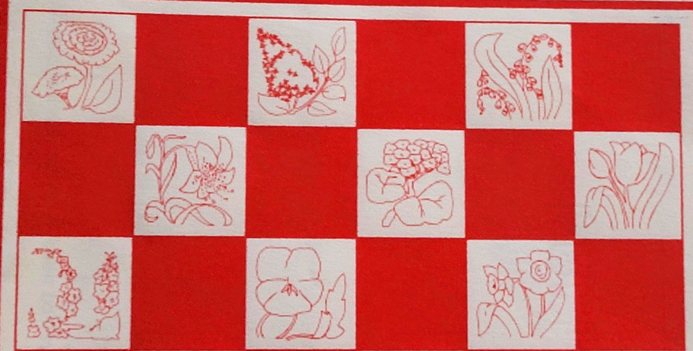 3 redwork patterns from 3 different designers, stocking, quilt, baby motif