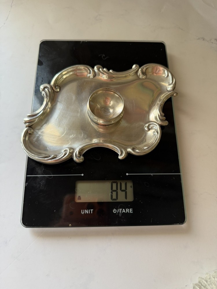 ANTIQUE STERLING SILVER INKSTAND ROCOCO c.1900