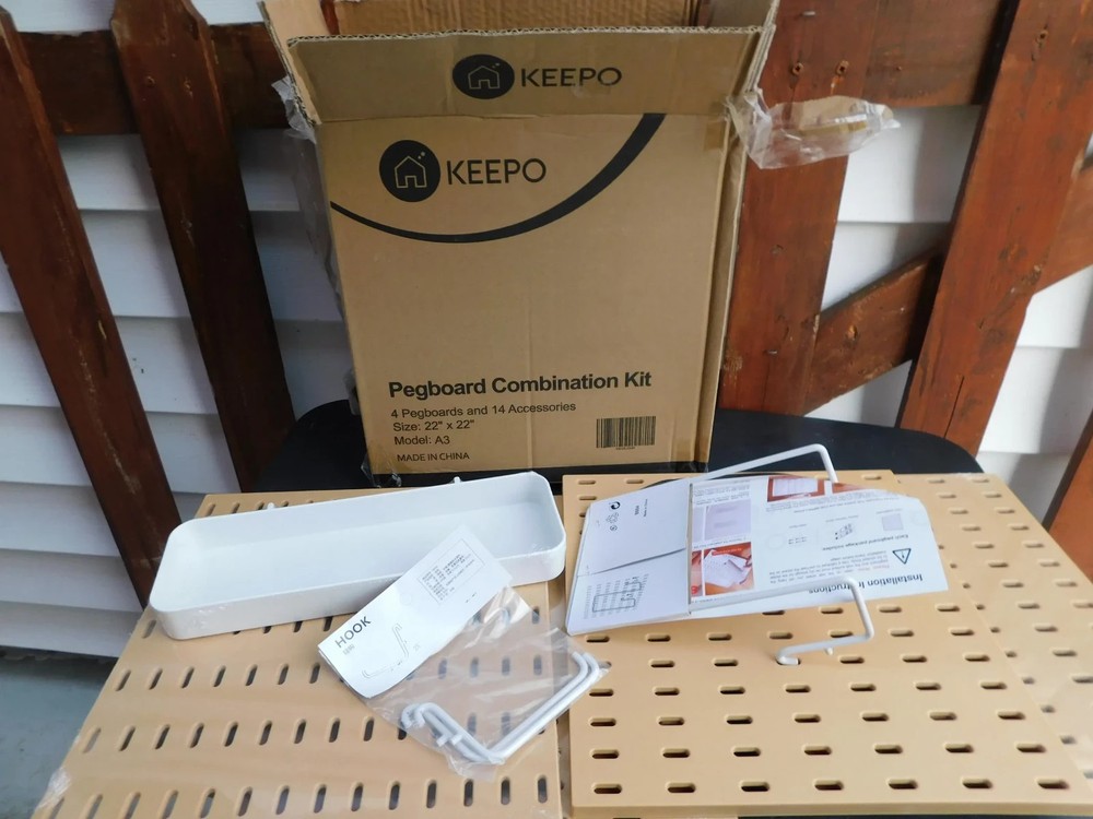 Keepo Pegboard Combination Kit 4 Pegboards 14 Accessories for Crafting, Garage,