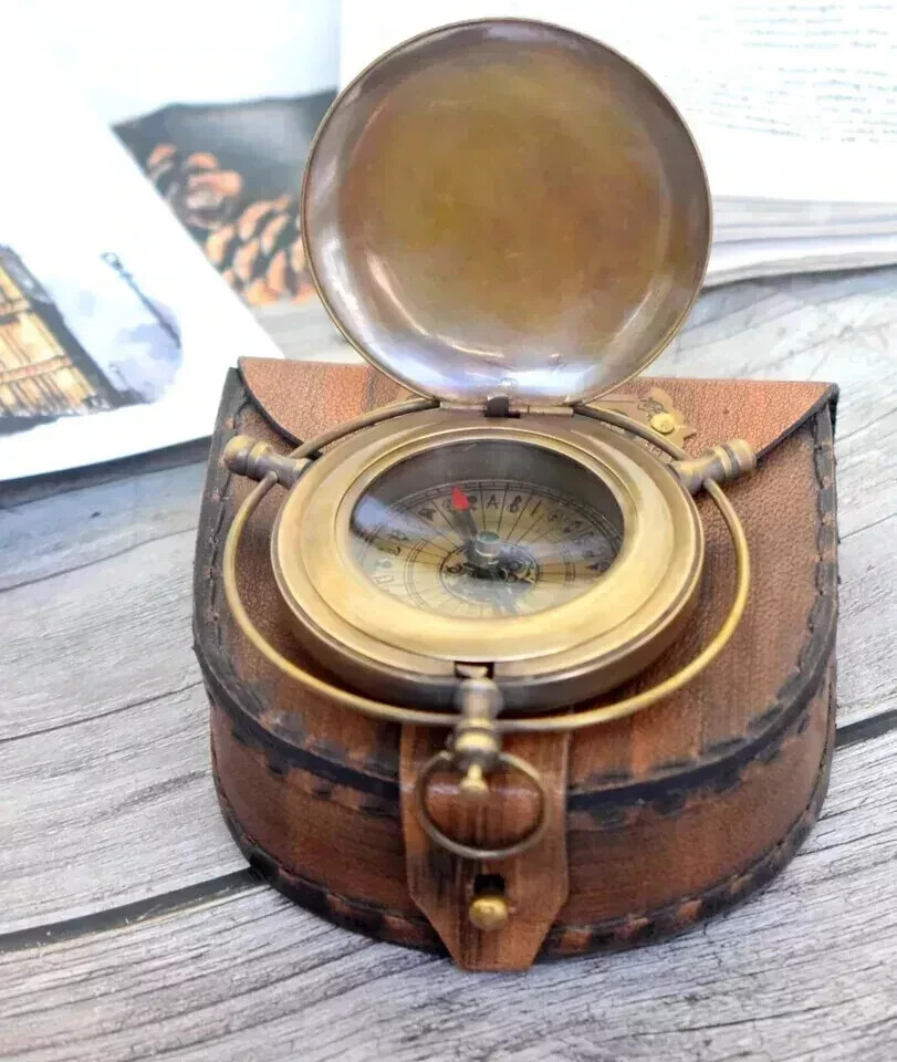 Antique Brass Compass 'Original' Alethiometer Symbol reader Truth with case