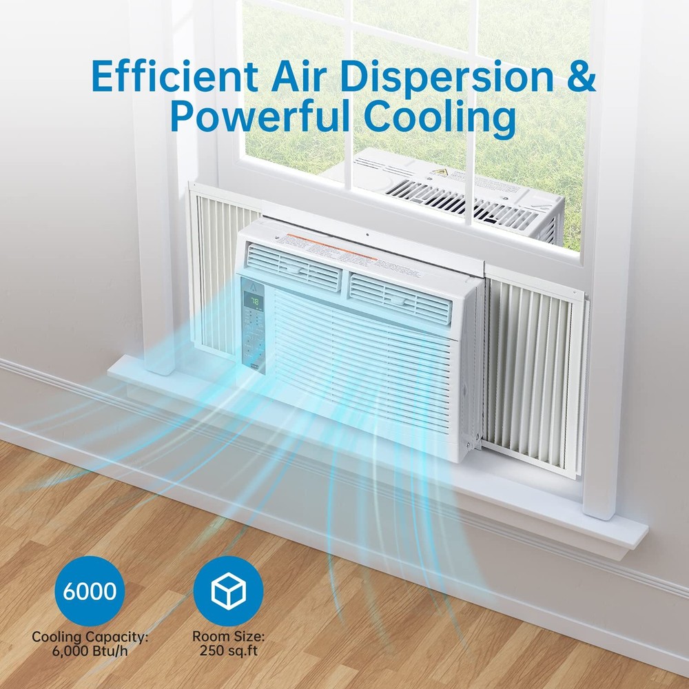 6000 BTU 24H Timer Window Air Conditioner AC Unit with Remote & APP Control