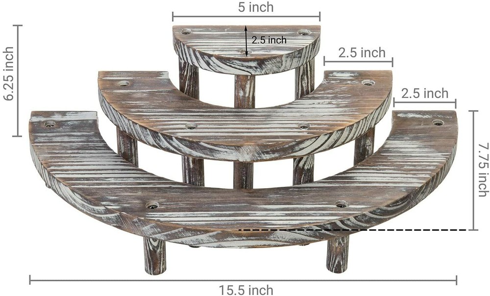 MyGift 3 Tier Rustic Torched Wood Semicircle Cupcake Stand Display Risers