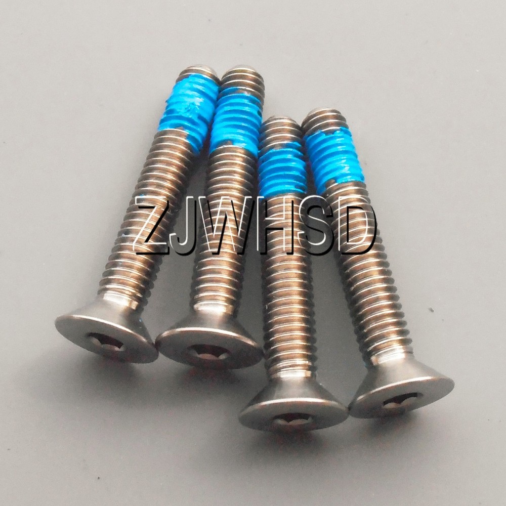 4pcs M6 x 25 Titanium Ti Screw Bolt Allen hex Socket Flat head with ThreadLocker