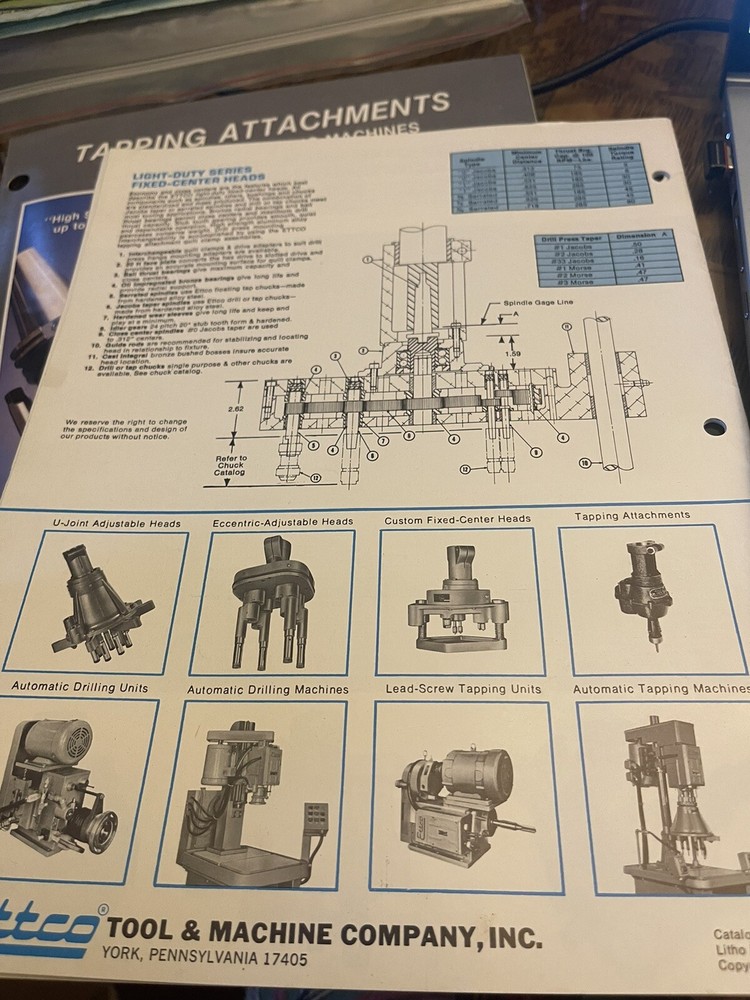 Ettco Tool and Machine Company Multiple Spindle Heads Catalog, 1973