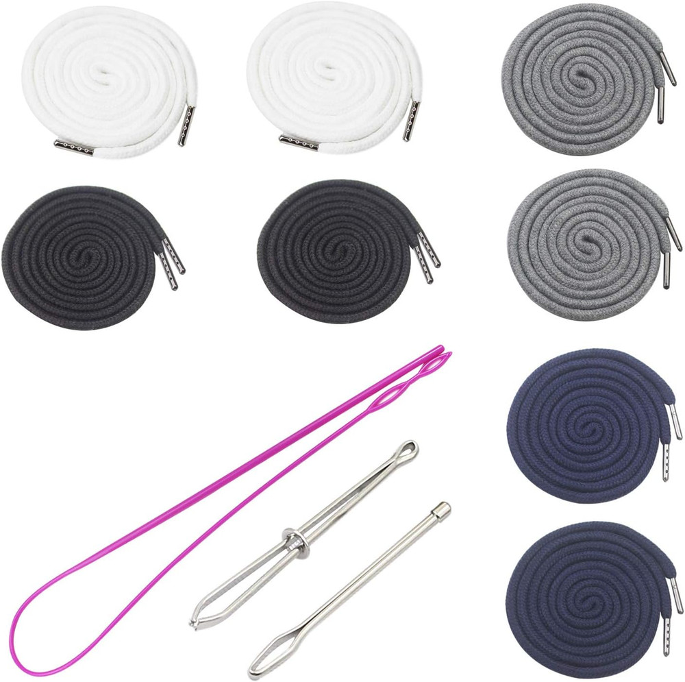 8 Pieces Drawstring Cords Replacement Drawstrings with Easy Threaders for Sweatp