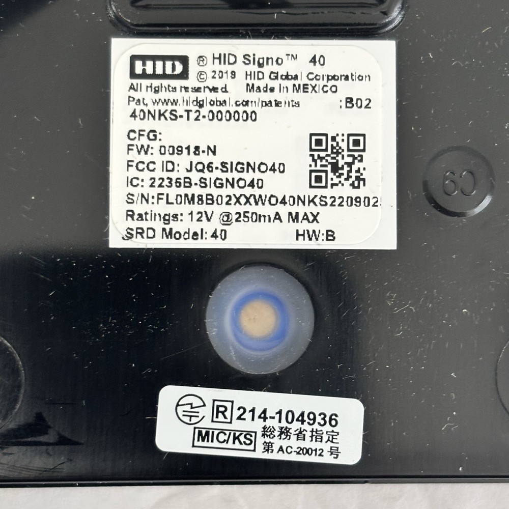 HID Signo 40 40NKS-T2-000000 Smart Card Access Control Reader