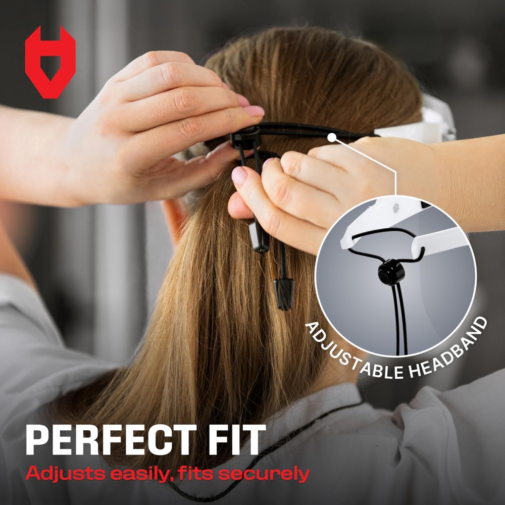 Protective Shield with Adjustable Headband and 2 Reusable Plastic Visors — Fl...