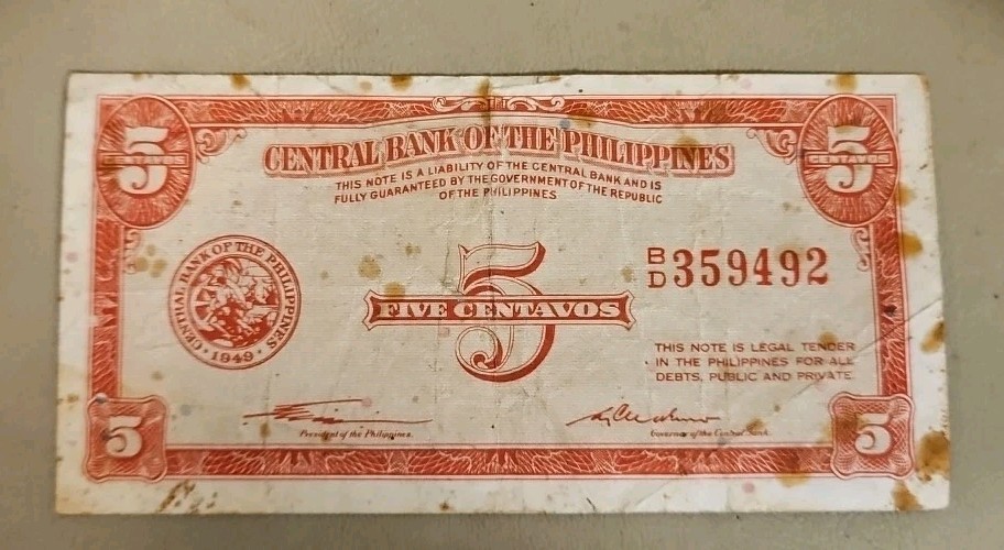 Philippines 5 Centavos Note