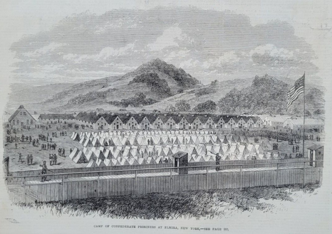 Confederate Prisoners of War Camp Elmira New York 1865 vintage print