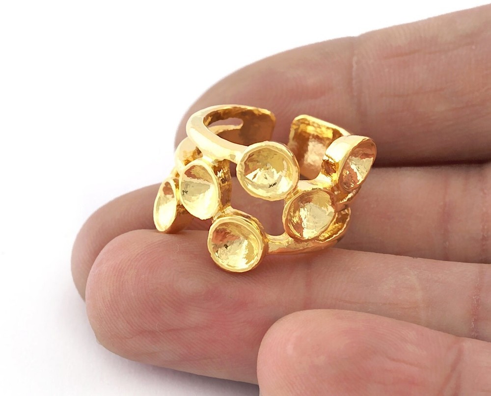 Ring Adjustable Setting-Shiny Gold Plated Brass 8.5US size 3361 ring22