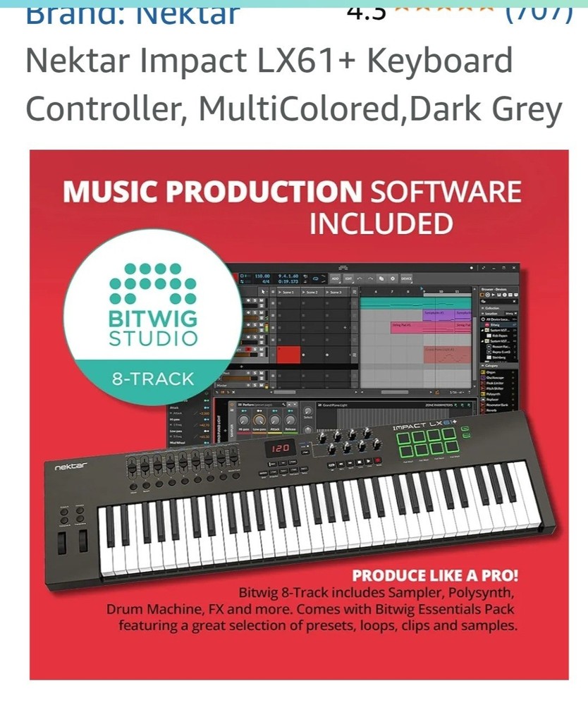 Nektar Impact LX61+ Keyboard Controller - Multicolored