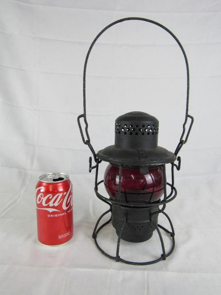Antique Railroad Lantern w/ Ruby Globe