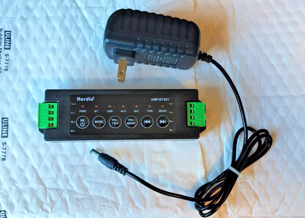 Herdio 68-Bluetooth Audio Amplifier AMP-BTX01 w/ Power Adapter *TESTED*