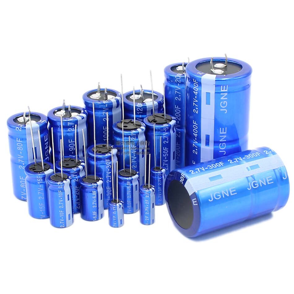2.7V 1F/2/3/6.8/8/10/15/20/40F/50F/100F to 400F Super Capacitor Farad Capacitors