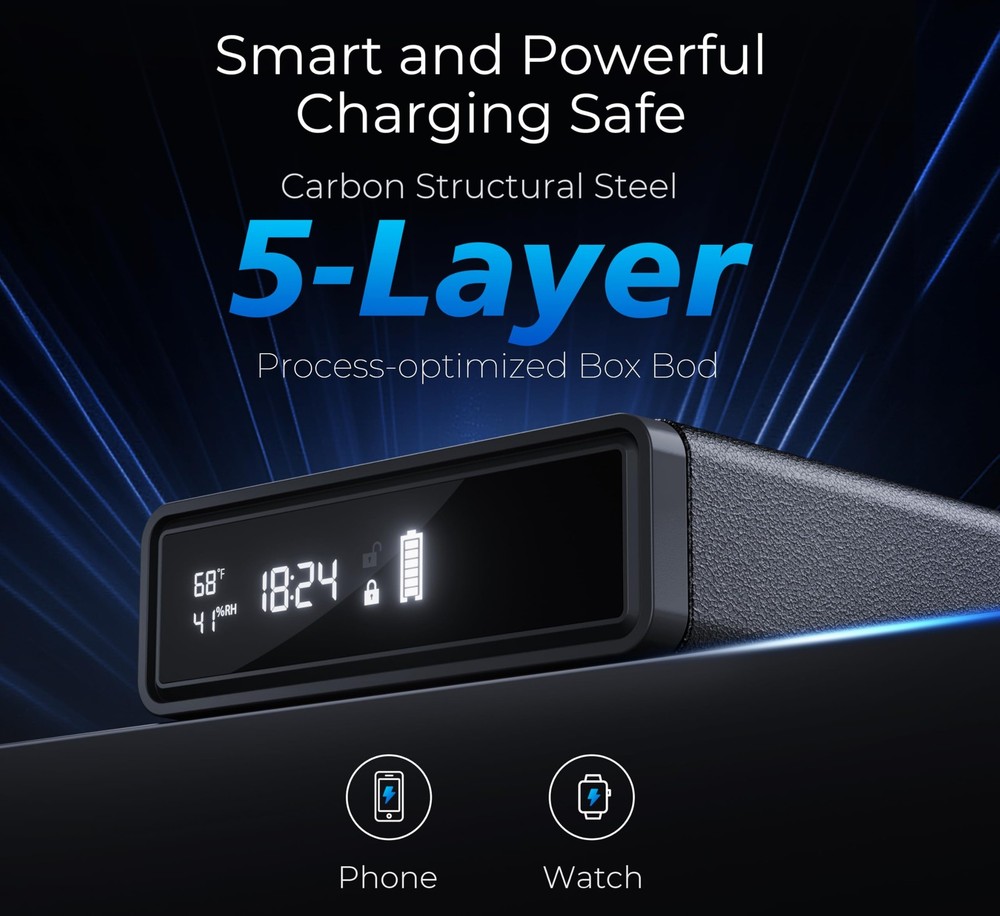 ORARAER Biometric Safe with Wireless Charging Phone, 3 Access Methods to Unlock