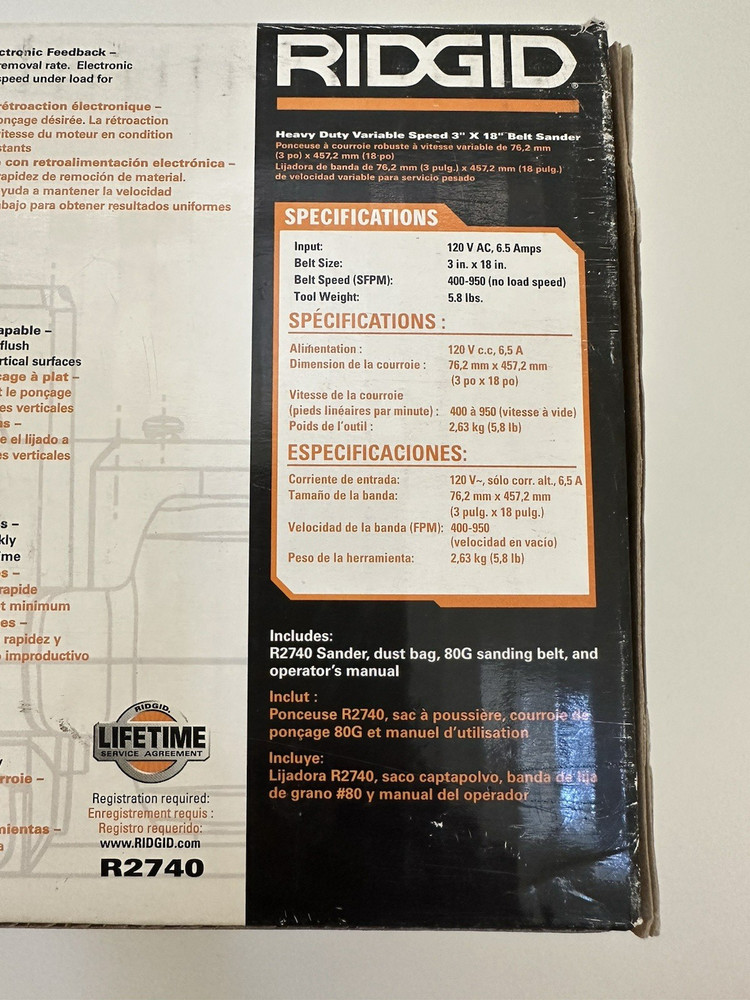 RIGID Heavy Duty Variable Speed 3” x 18” Belt Sander