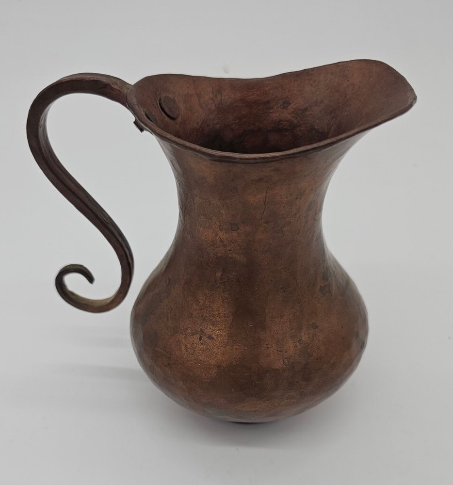 Handmade Hammered Solid Copper Pitcher - 5.5" Tall - Beautiful Craftsmanship