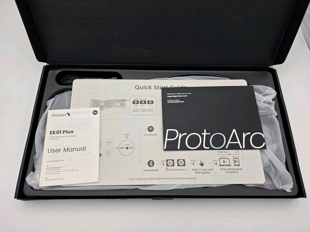 ProtoArc EK01 Plus Ergonomic Split Bluetooth Keyboard USB Wireless Wine Red