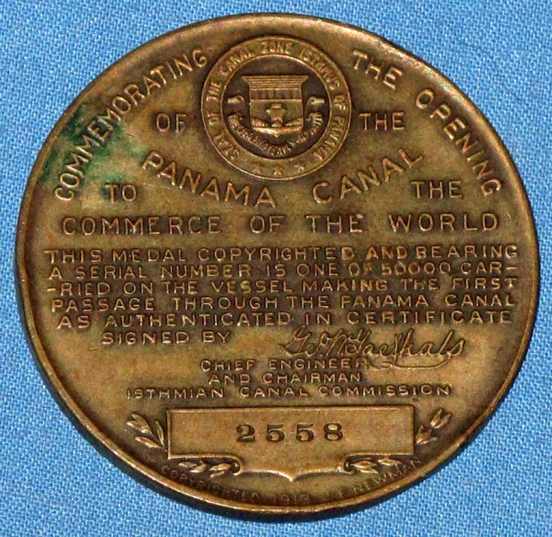 1914 HK-398 ; Panama Canal Completion Bronze So-Called Dollar ; S/N 2558