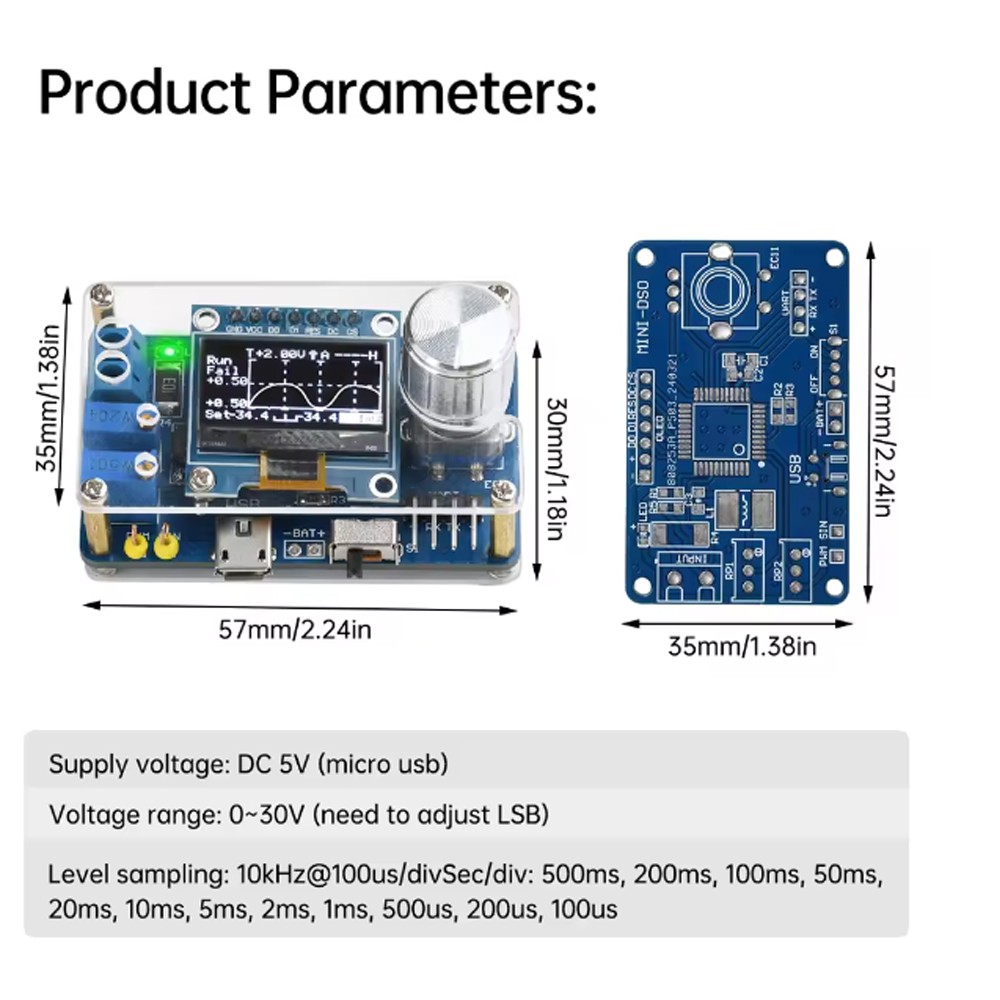 DIY Mini Digital Oscilloscope Electronic Kit Soldering Practice Project W/ Case