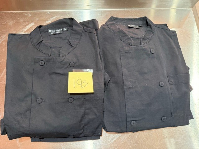 Chef Works Black Chef Jacket Short Sleeve Double Breasted Size Large