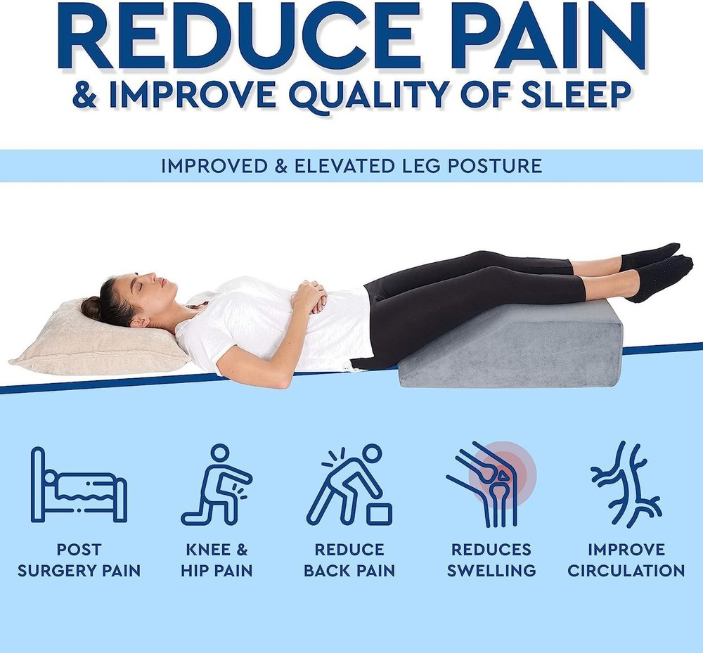 Leg Elevation Pillow - Memory Foam Leg Elevating Pillow | Leg Rest Wedge - Le...