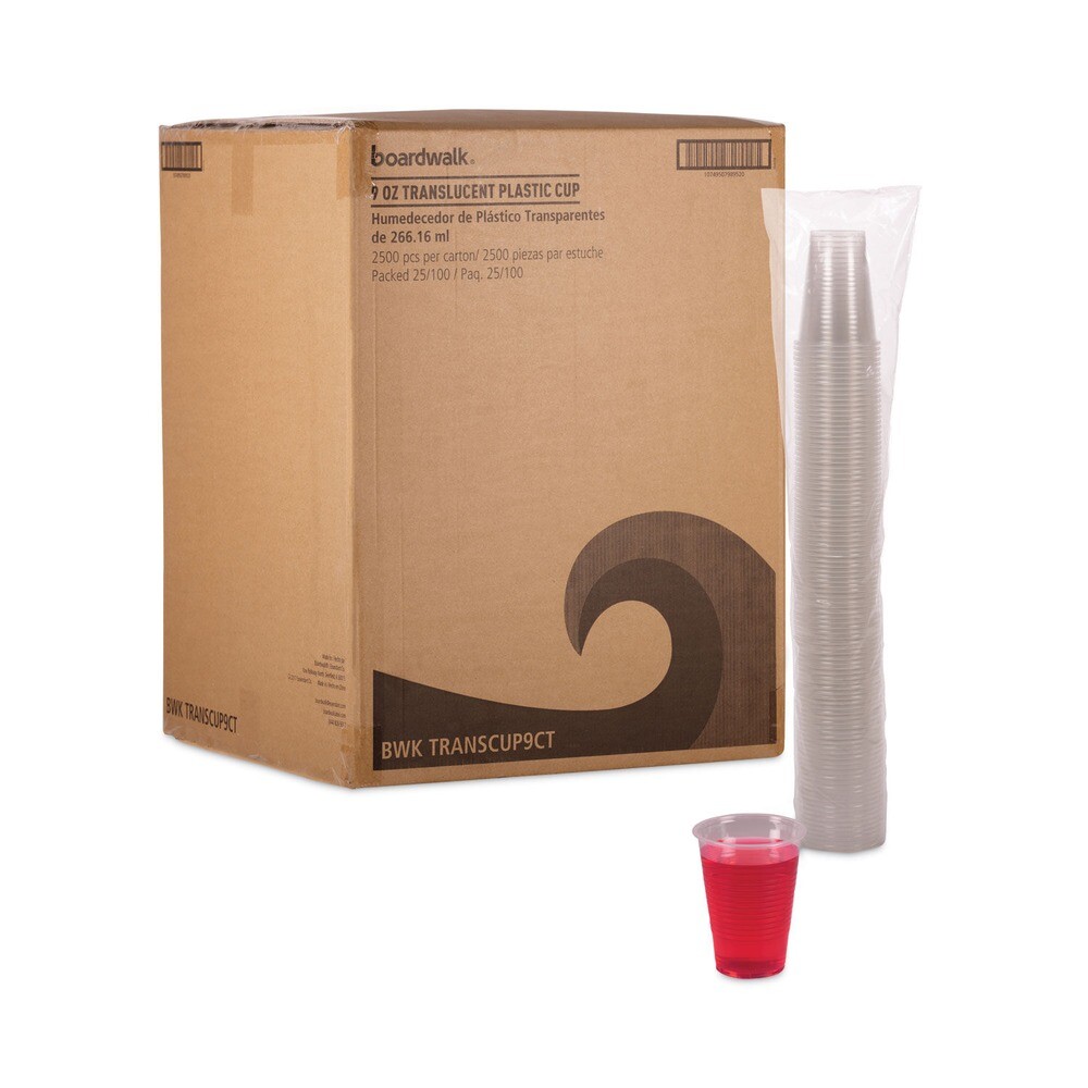 Boardwalk TRANSCUP9CT 9 oz. Polypropylene Cold Cups - Translucent (2500/CT) New