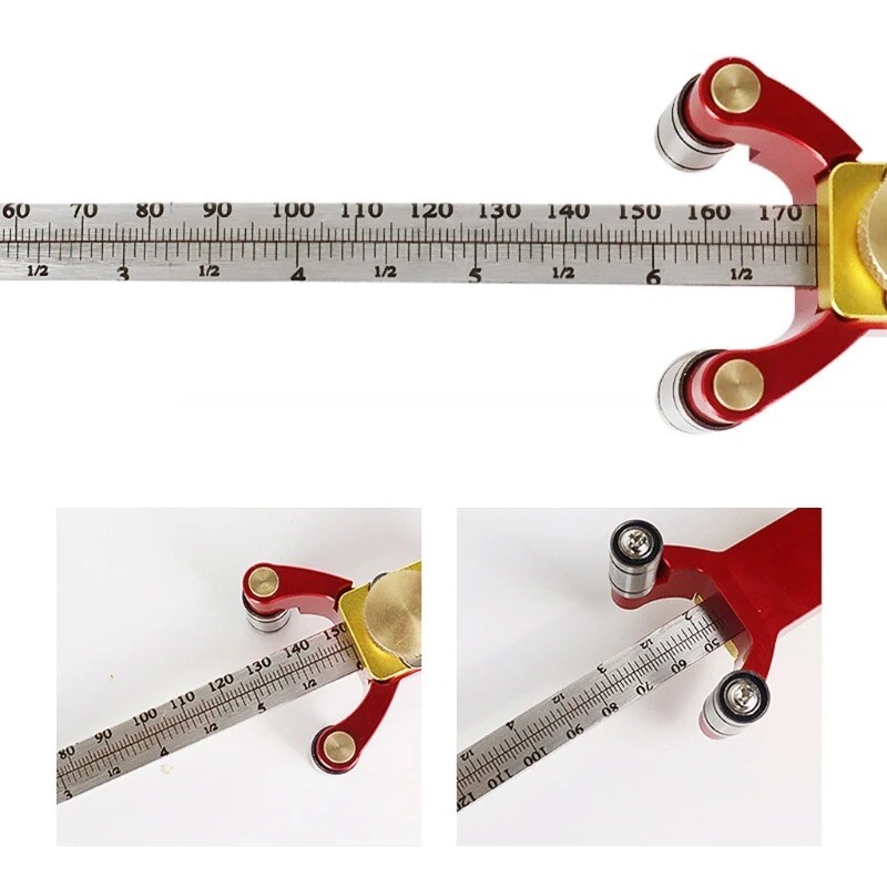 Woodworking DIY Drawing Straight Line Arc Measuring Height Triple Multi-function