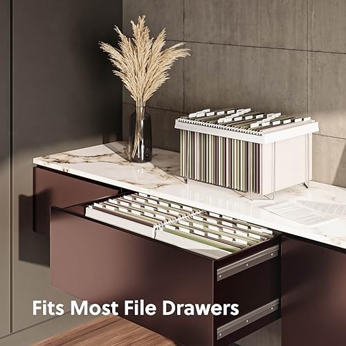 Adjustable Hanging File Folder Frames, 13” W x Letter White and Silver Frame