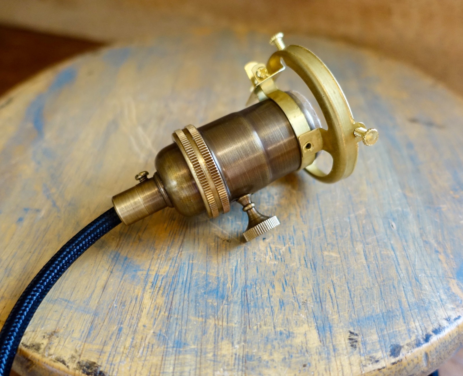 2-1/4" Clamp-On Shade Fitter - Brass Shade Holder fits sockets 1.25" diameter