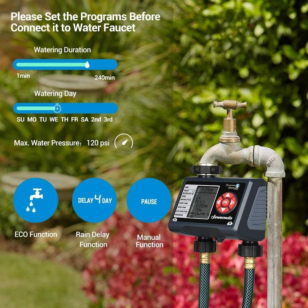 DEWENWILS Water Timer Programmable Garden Hose Sprinkler Timer Yard Irrigation