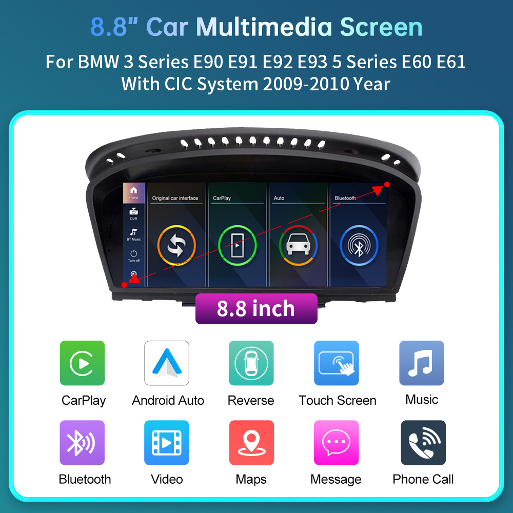 For BMW CIC 3 5 Series E90 E91 E92 E93 E60 E61 Wireless CarPlay Car Touch Screen