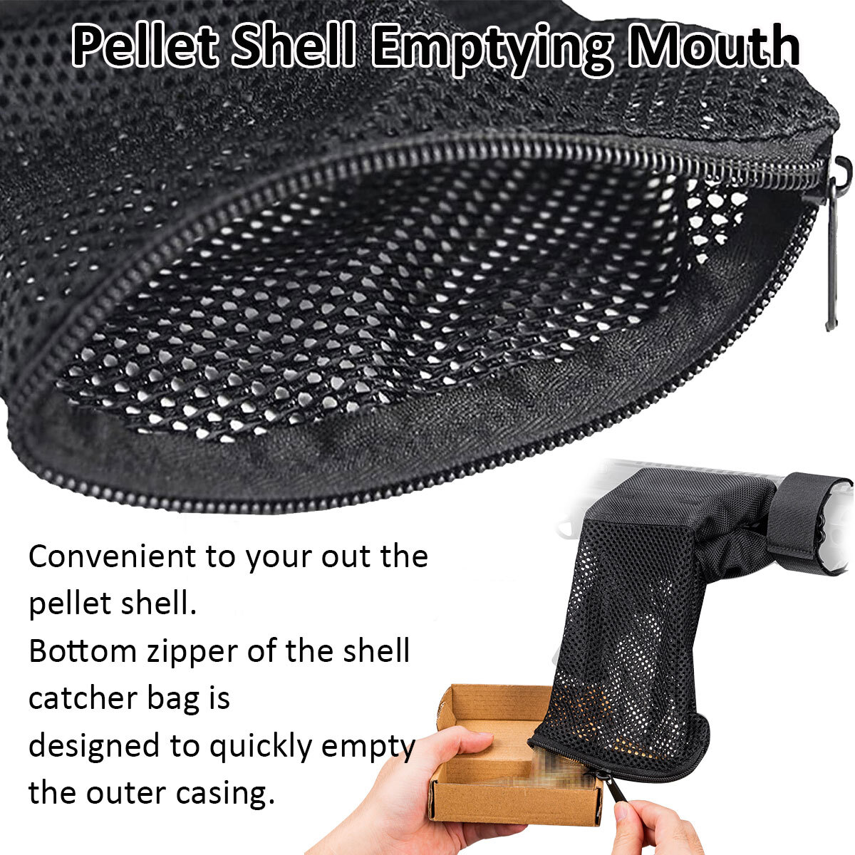 Shell Catcher Zippered Bottom Nylon Brass Collector Mesh Heat Resistant 2 Colors