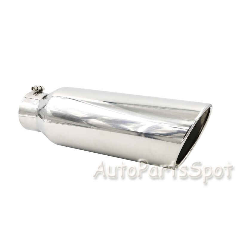 4" In 6" Out 18" Long Exhaust Tip for 4"Outer Diameter Tailpipe Rolled Angle Cut