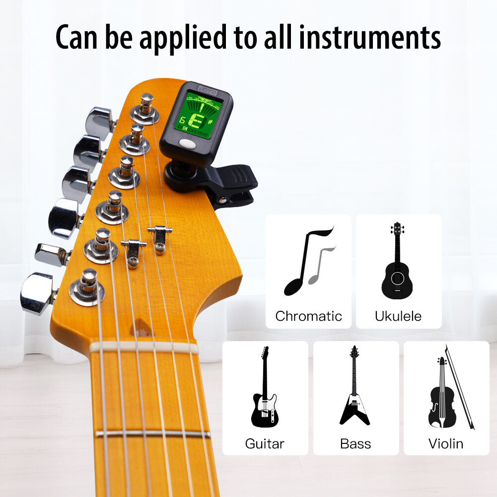 JOYO LCD Clip on Guitar Tuner Chromatic Acoustic Guitar Bass Ukulele Violin