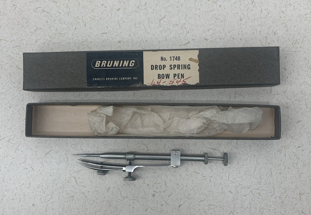 Vintage Bruning # 1748 Drop Spring Bow Pen Germany Drafting Engineer Tool RARE!
