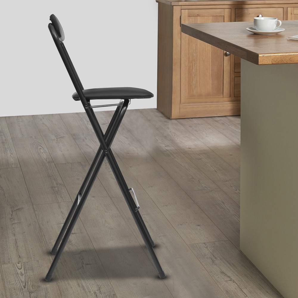 70cm Folding Bar Stool with Backrest, Tall Foldable Stool Chair Portable 1 Pc