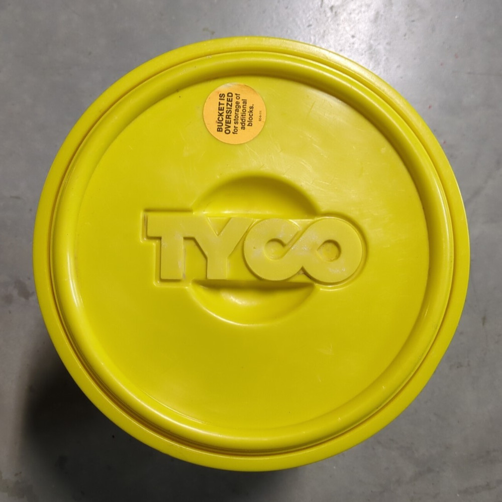 Vintage Tyco Building Blocks / Bricks Storage Container Bucket Yellow