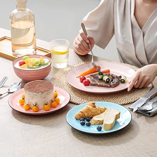 Ceramic 12-Pieces Dinnerware Sets, Scratch Resistant 12 Pieces Gradient Color