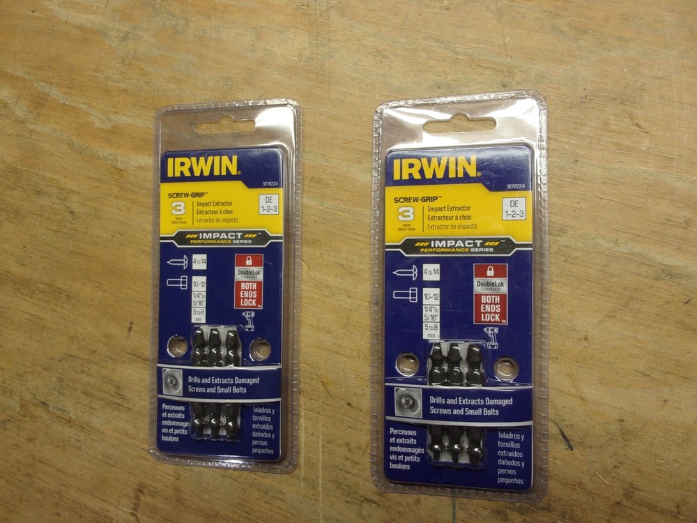 2 IRWIN 3pc. SCREWGRIP IMPACT EXTRACTOR SETS   # 1876224 ..