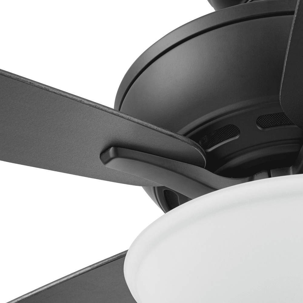 60" Black Ceiling Fan with Light, 5 Blades, Reverse Airflow, Pull Chain Control