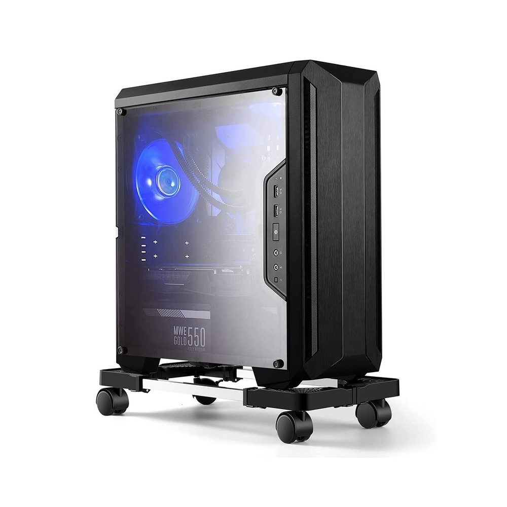 Mobile CPU Tower Stand with Adjustable Height and 4 Rolling Casters