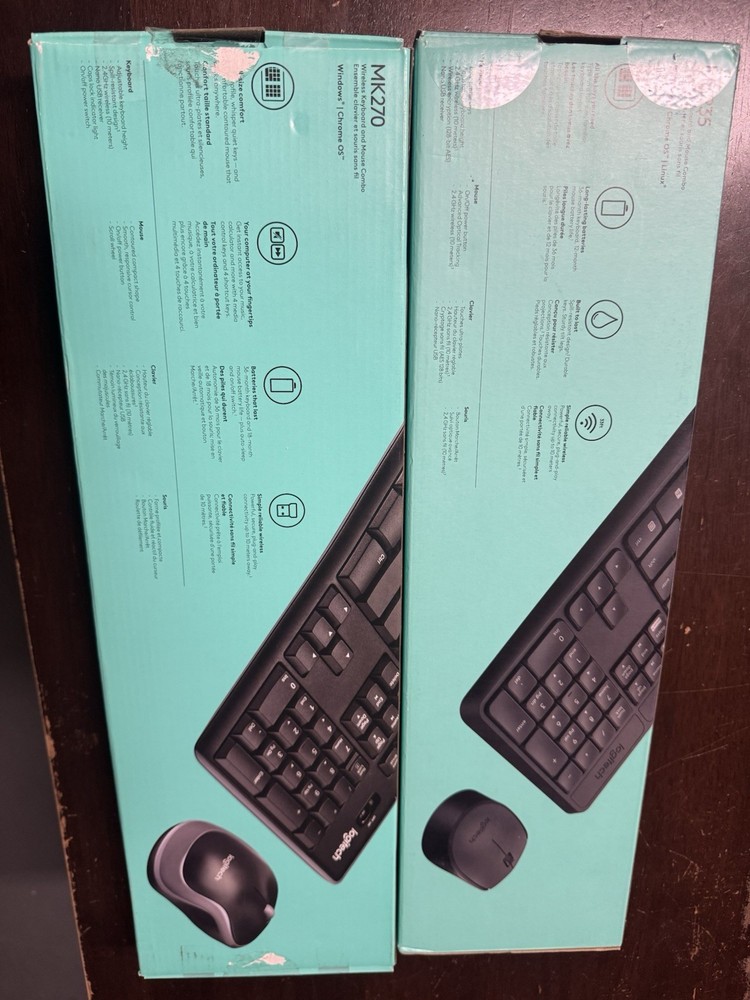Logitech MK235 MK270 Wireless Keyboard Mouse Bundle Plug & Play Black