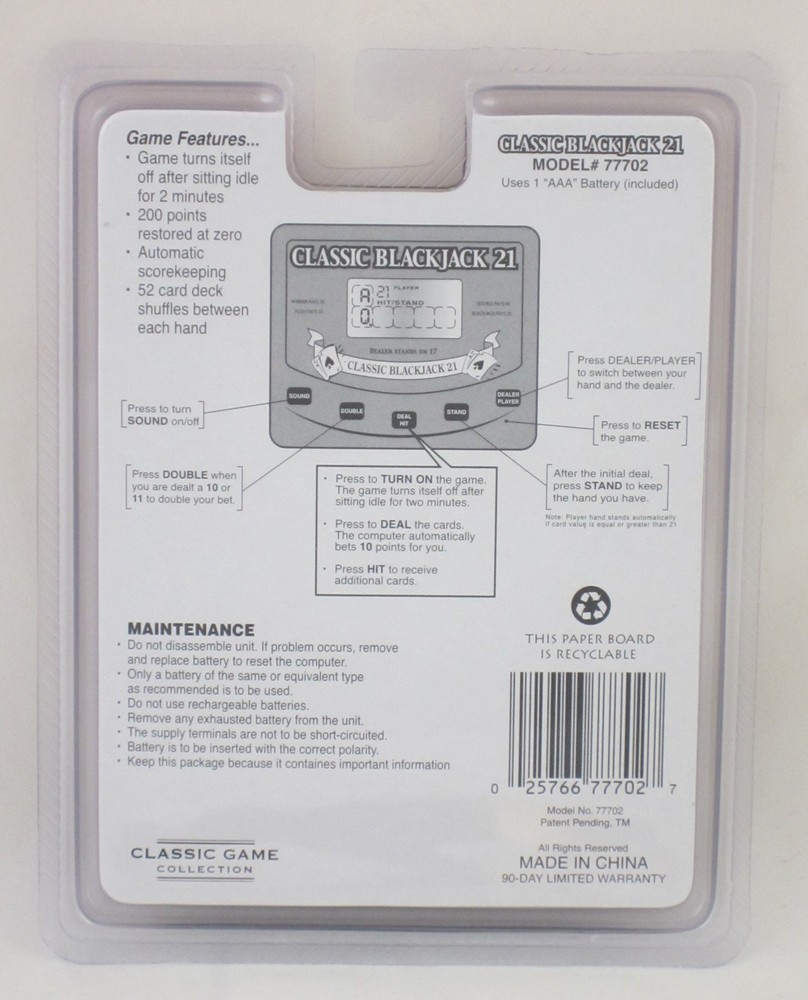 Classic Blackjack 21 Electronic Handheld Game