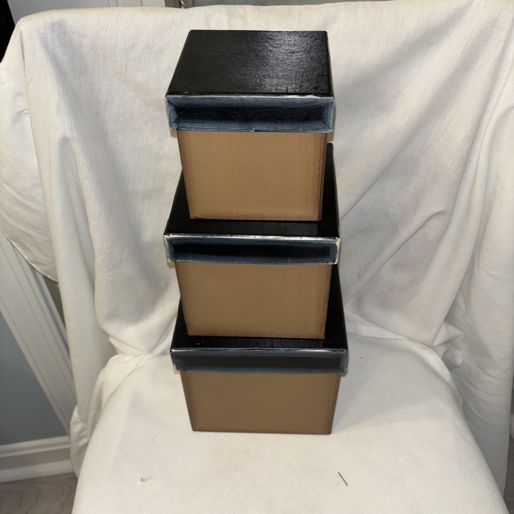 Americana Star Stackable Gift Boxes Cardboard Set (3) Multicolor Preowned