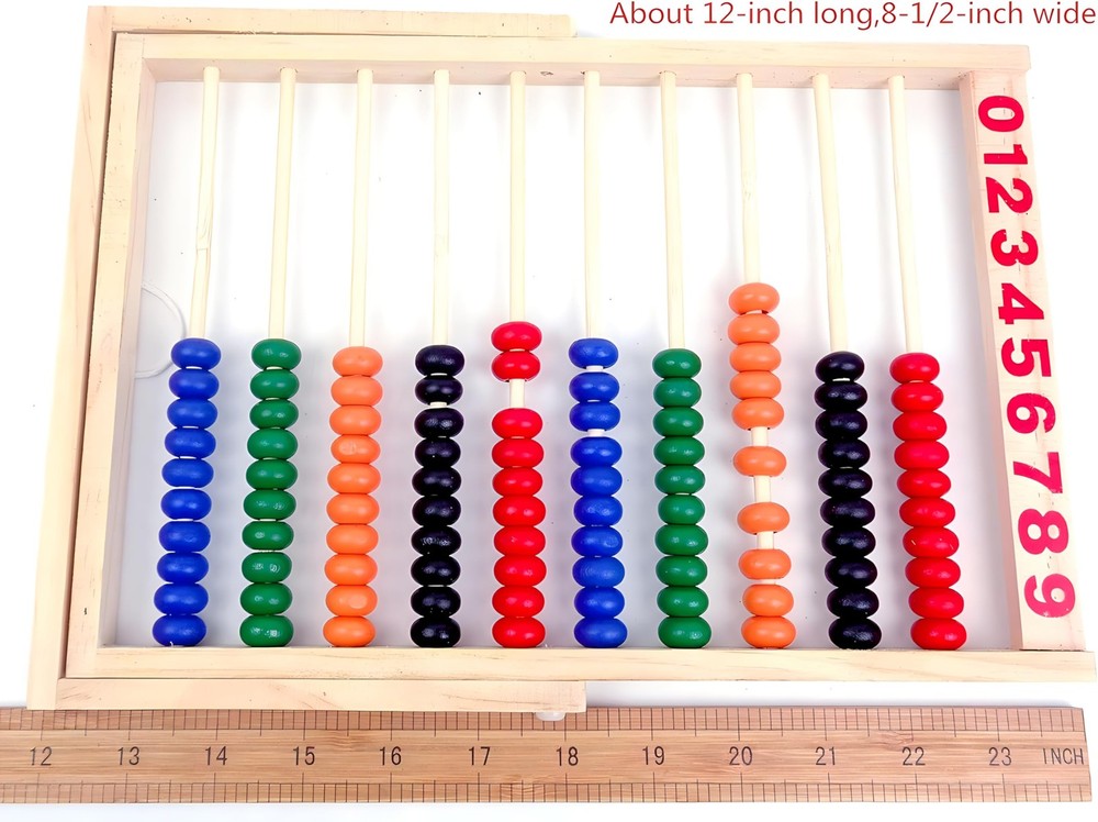 Wooden Counting Number Frame, 10 Rows Abacus for Kids Learning Math