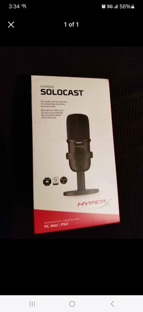 HyperX Solocast Gaming Microphone with USB Condenser