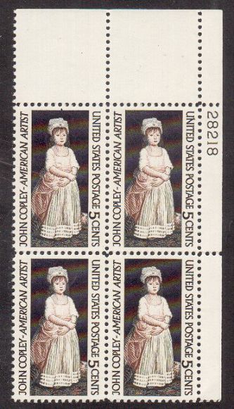Scott #1273...5 Cent....Copley ....4 Plate Blocks