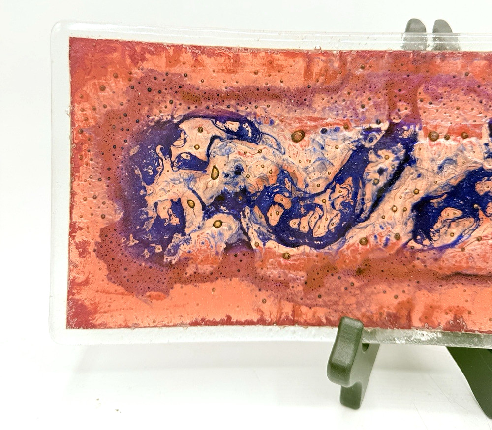 Fused Glass Rectangular Tray Abstract SIGNED BY ARTIST & DATED 2007 Studio Glass
